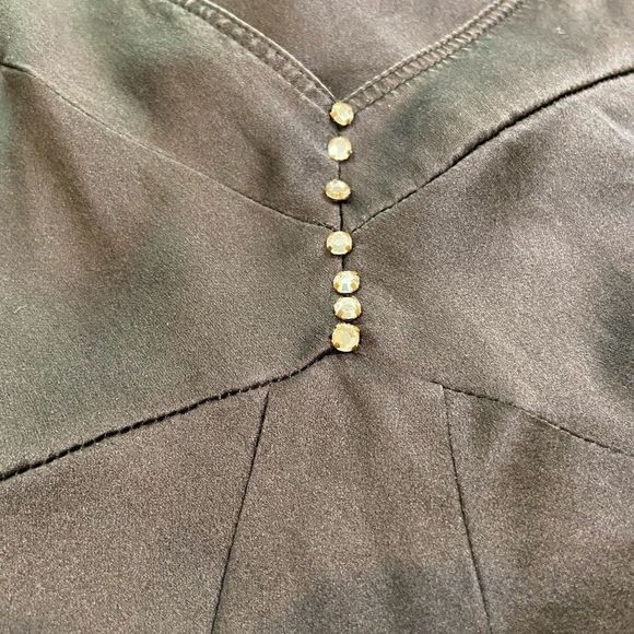 Vintage 90’s Y2K Black Silk Rhinestone Tank Top Shell Anne Klein - Picture 3 of 9